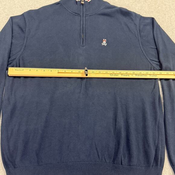 Psycho Bunny Pima Cotton 1/4 Quarter Zip Sweater XL Navy Coastal Dad Nautical - Picture 6 of 11